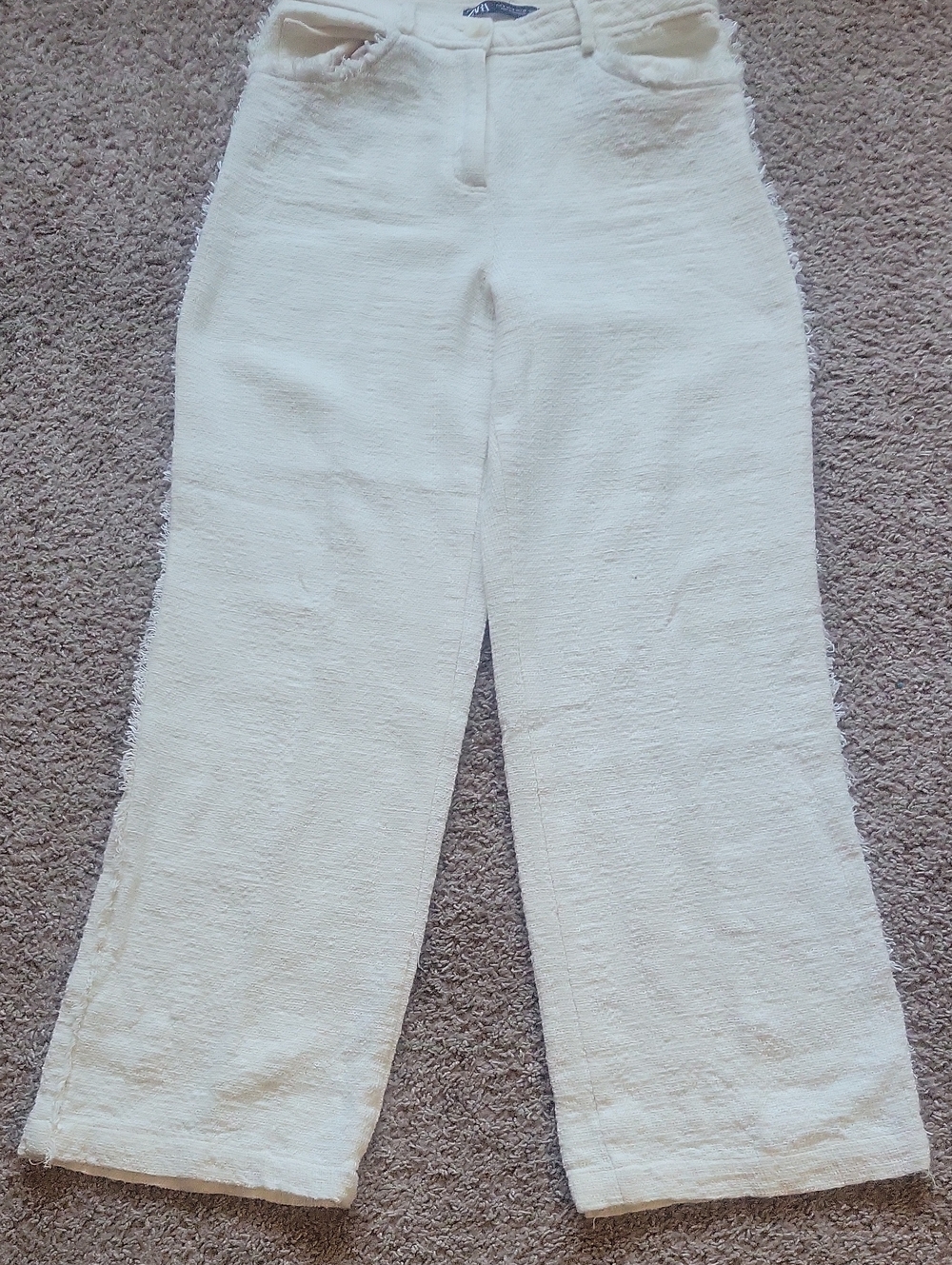 Zara Cream  Textured Rustic Tousere Wide Size M